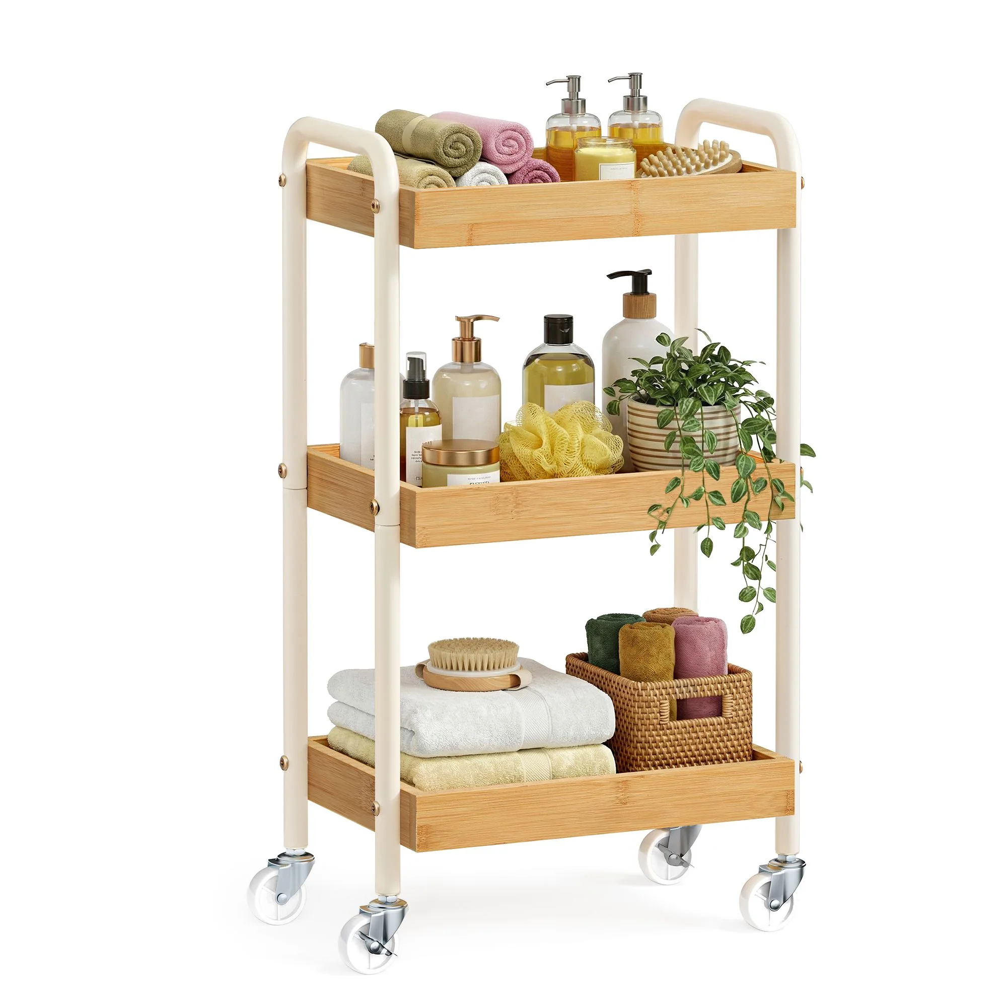 Carrello portaoggetti in acciaio con maniglie facile da montare - Image 2
