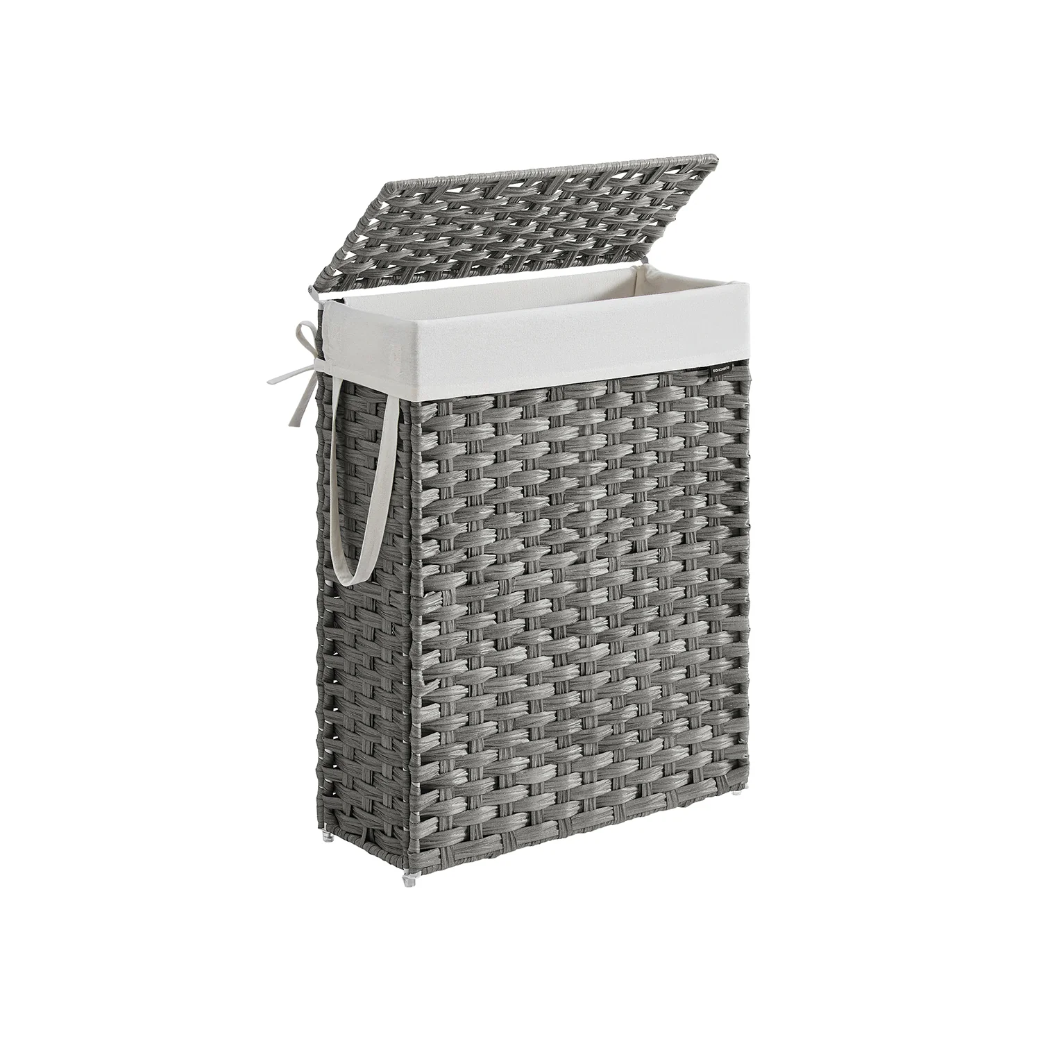 Cesta Portabiancheria da 55 L Pieghevole con Coperchio Sacco Grigio Tortora