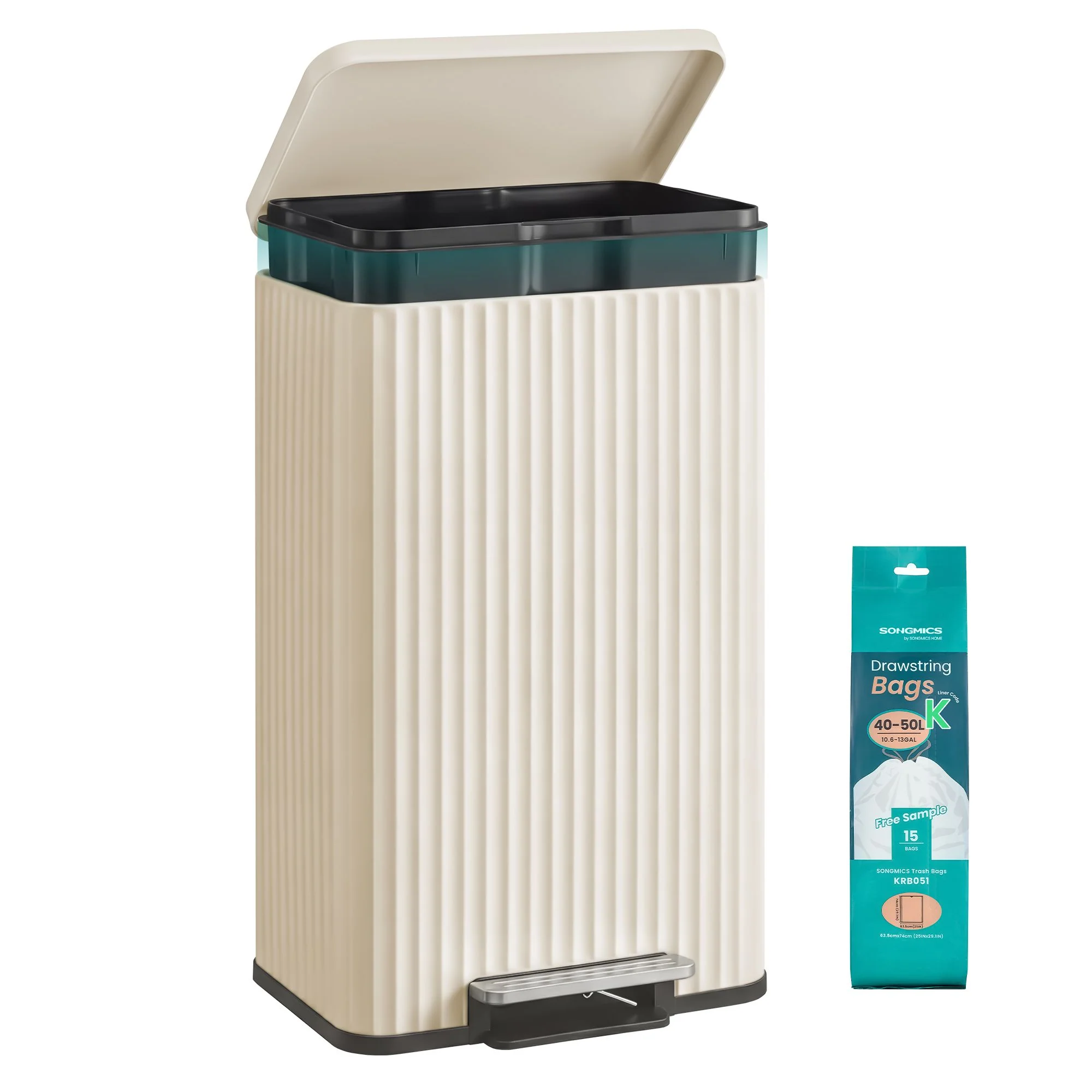 Cestino Cucina, 50 L, Pattumiera a Pedale, Cestino Spazzatura - Image 2