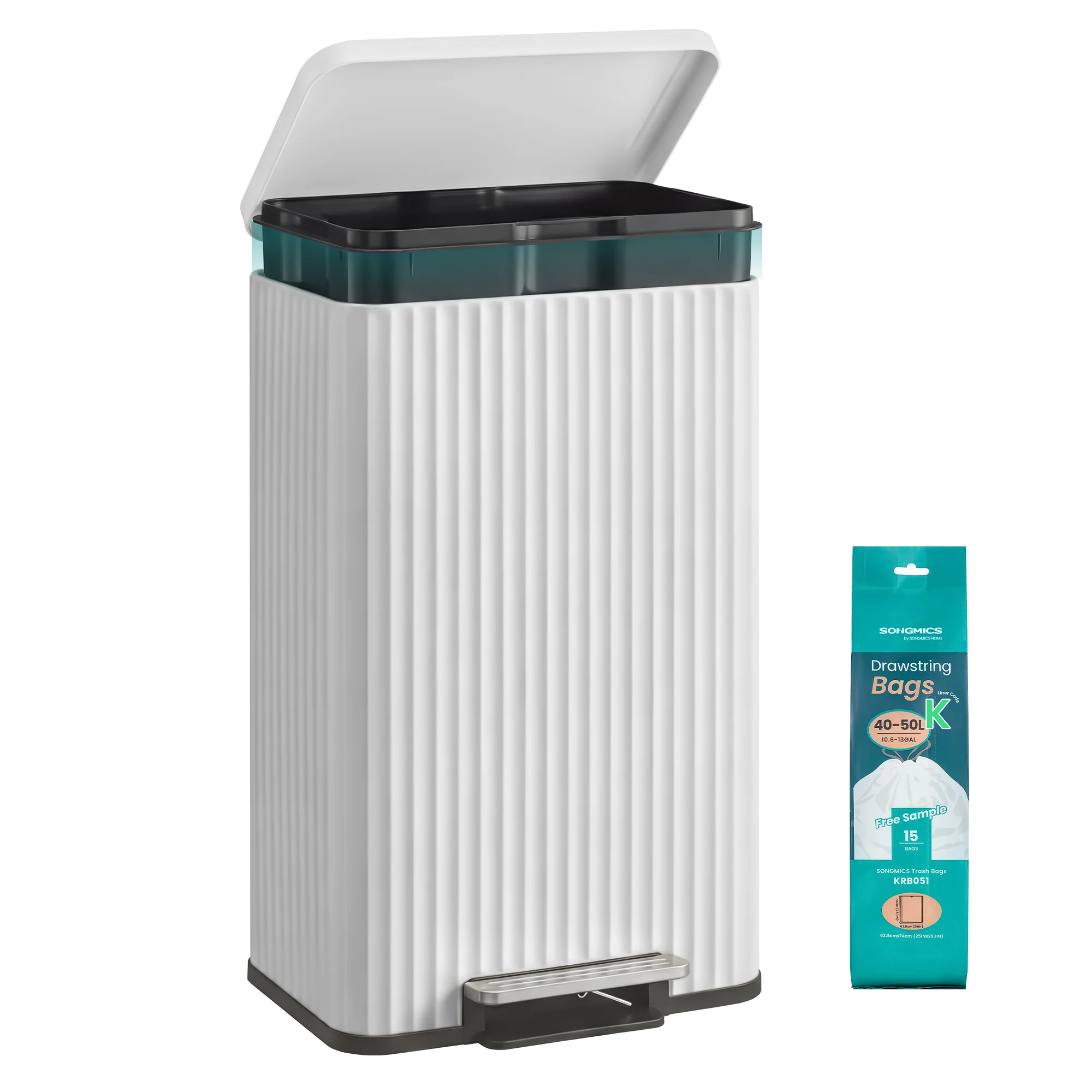 Cestino Cucina, 50 L, Pattumiera a Pedale, Cestino Spazzatura - Image 3