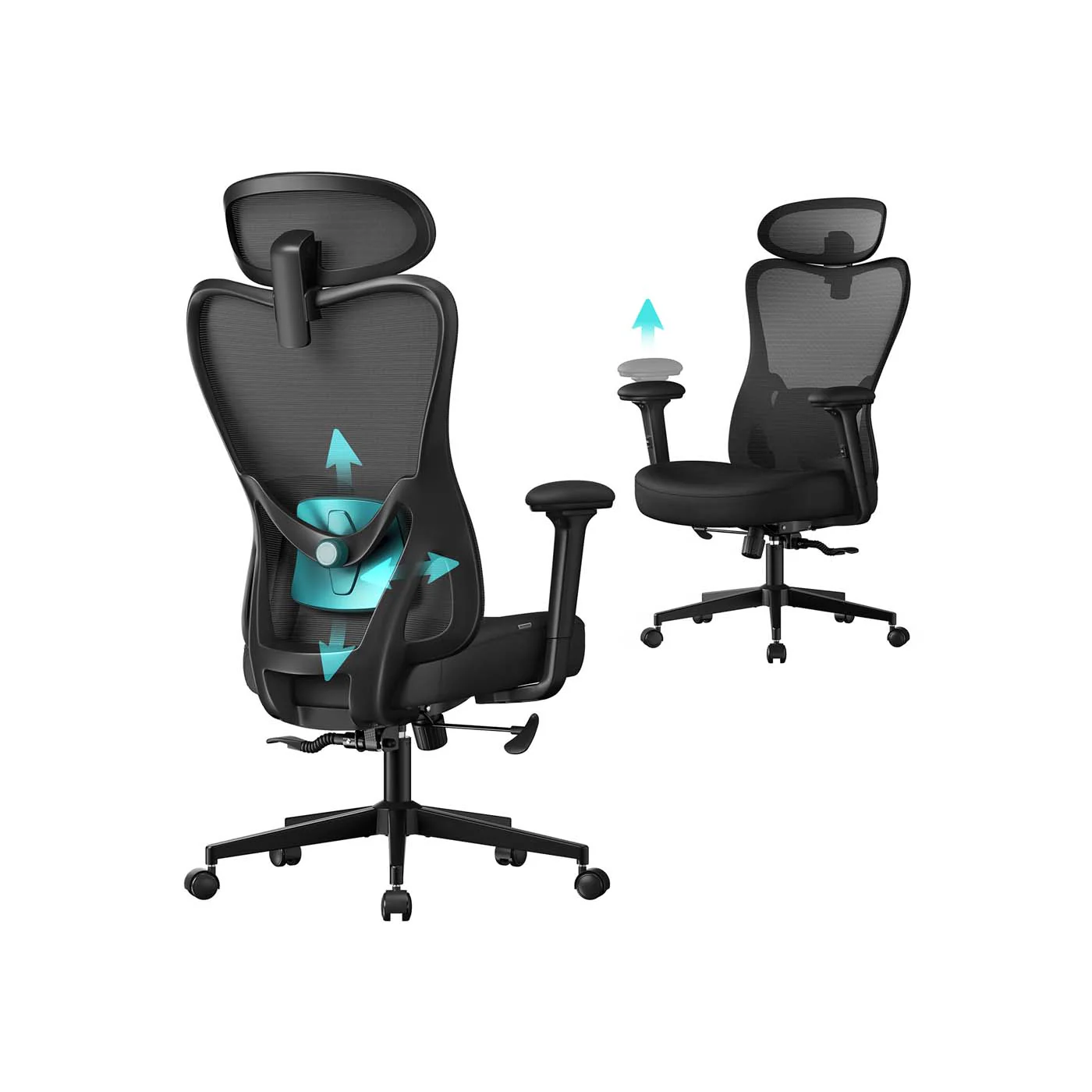 Sedia da ufficio ergonomica con poggiatesta e supporto lombare