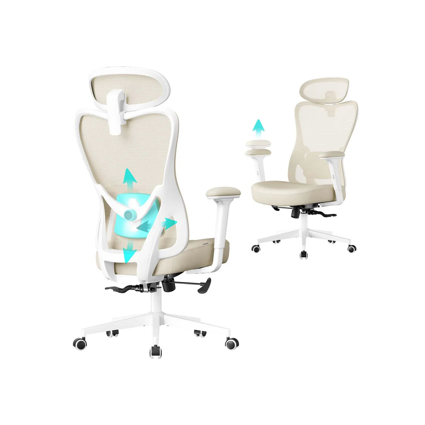Sedia da ufficio ergonomica con poggiatesta e supporto lombare - Image 2