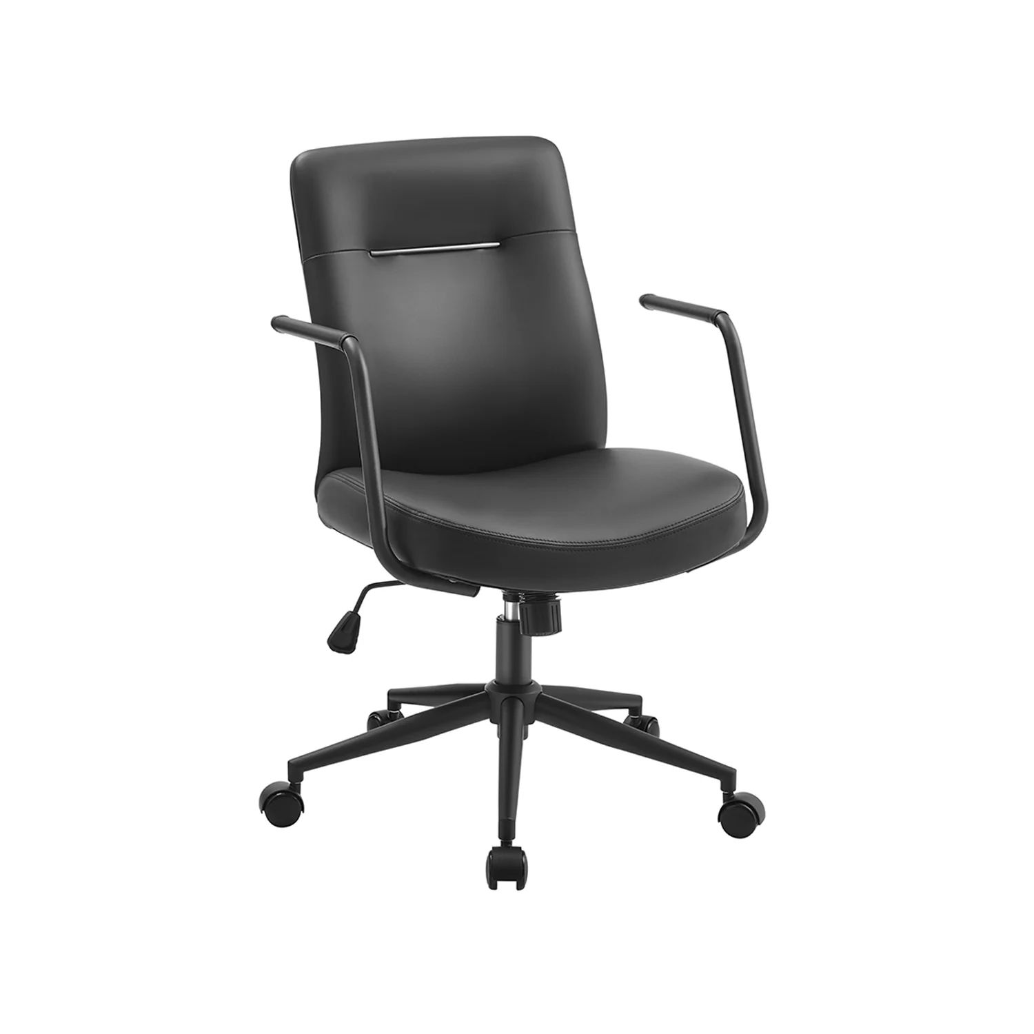Sedia da Ufficio Girevole Superficie di PU Portante 150 kg Nero Inchiostro