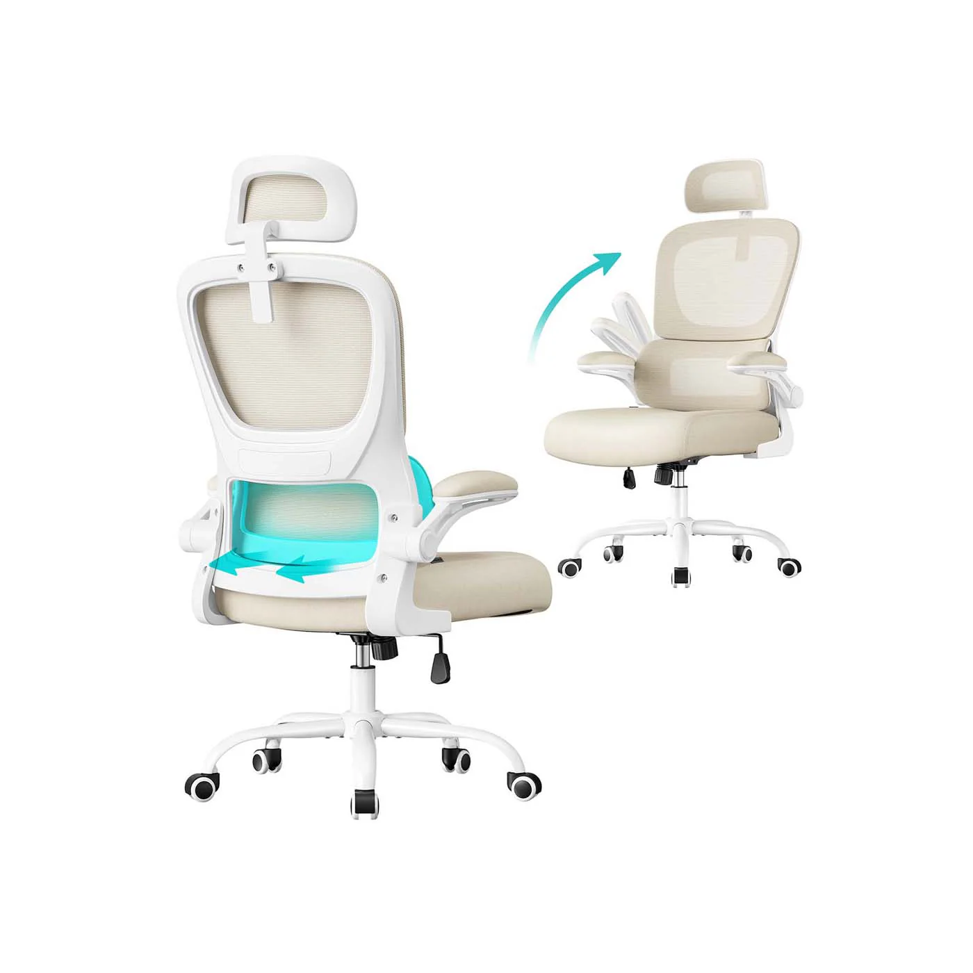Sedia ergonomica da ufficio in rete con supporto regolabile - Image 3