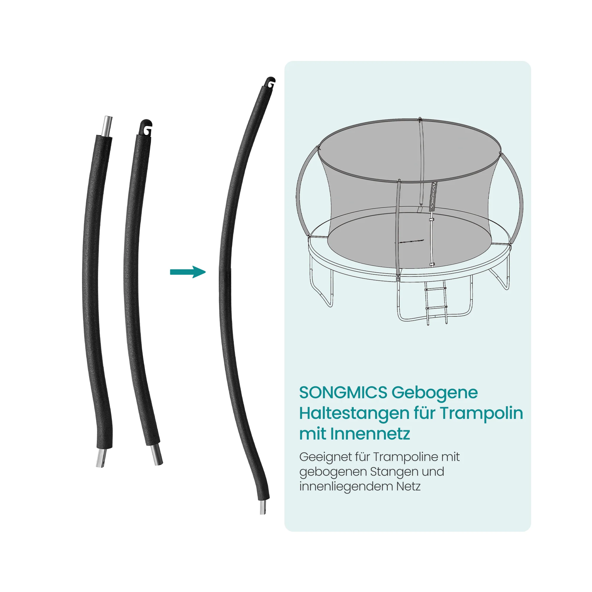 Set di pali curvi (1* superiore + 1* inferiore) per trampolino con rete interna