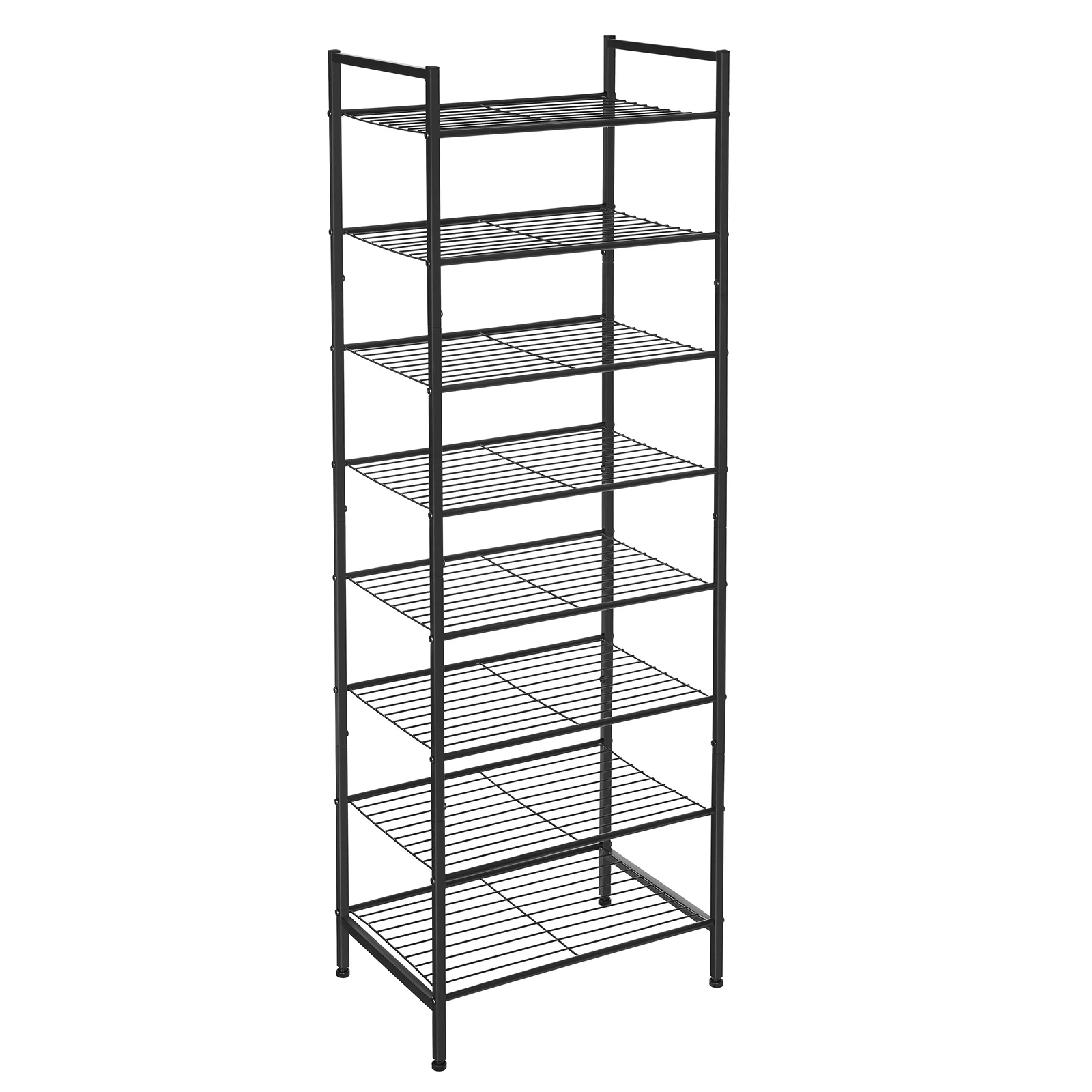 SONGMICS Scarpiera a 8 Ripiani, Organizzatore Verticale per Calzature, Portascarpe per 16-24 Paia di Scarpe, Salvaspazio con Grande Capacità, in Metallo, 44,6 x 30,5 x 128,5 cm, Nero