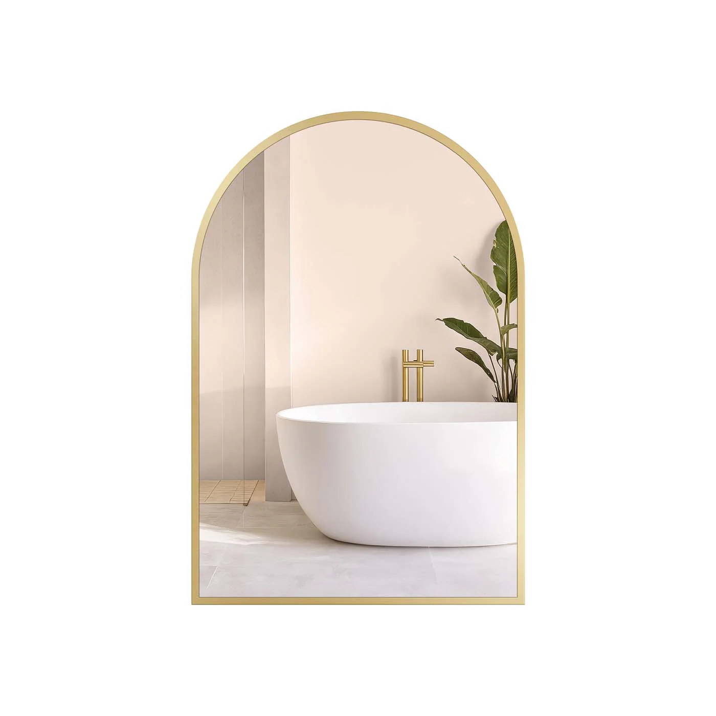 Specchio da parete ad arco con cornice in alluminio