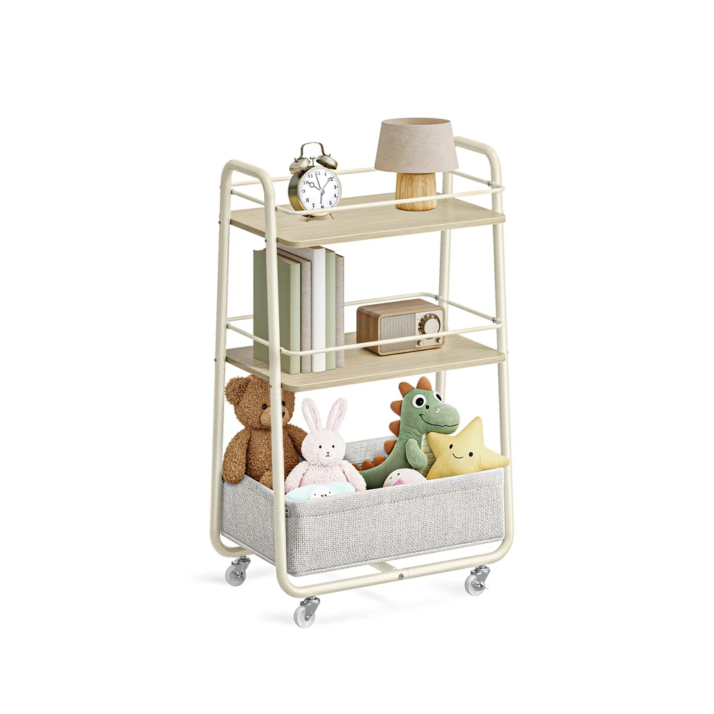 Carrello portaoggetti con cesto in tessuto e ruote - Image 2