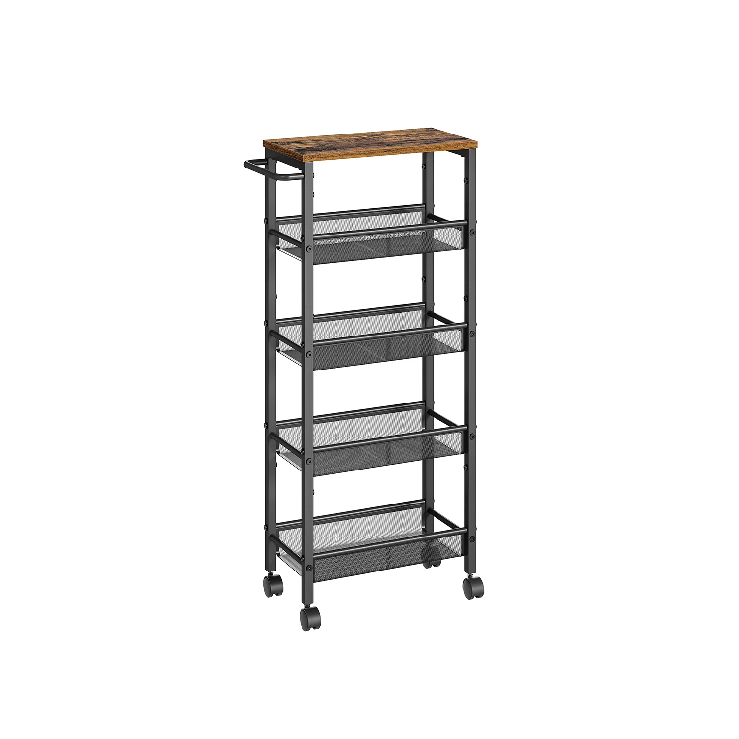 Carrello Salvaspazio a 5 Ripiani Marrone Vintage e Nero - Image 3