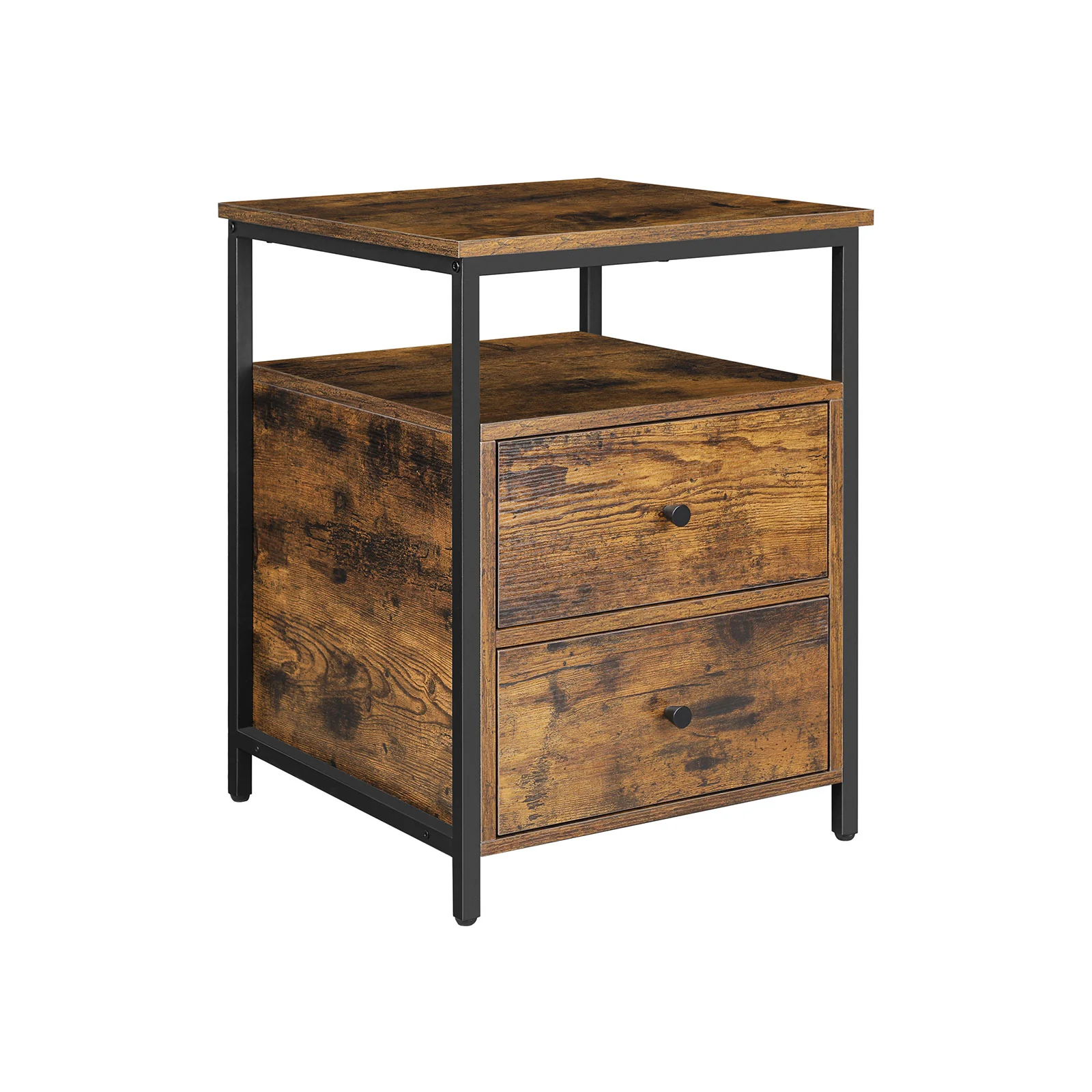 Comodino Marrone Vintage e Nero