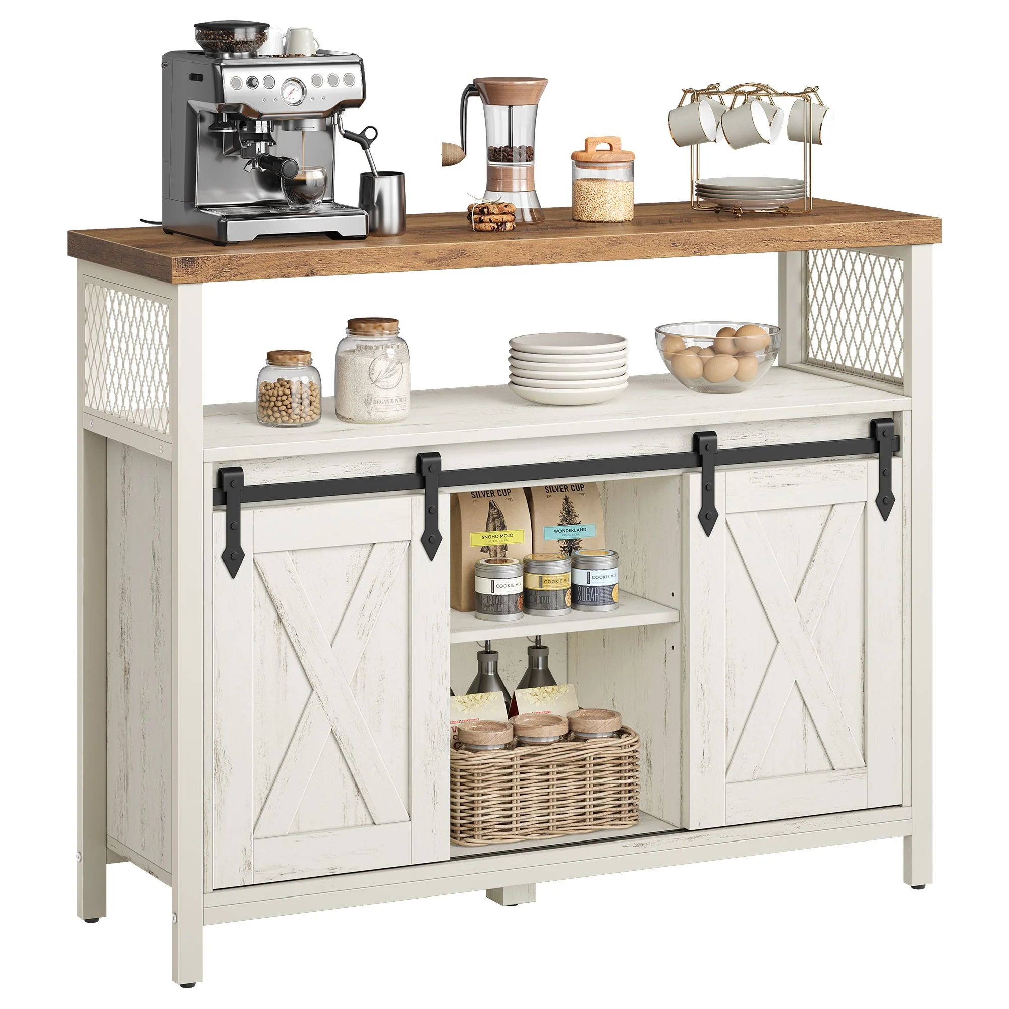 Credenza da Cucina Tavolo da Buffet con Ante Scorrevole - Image 6