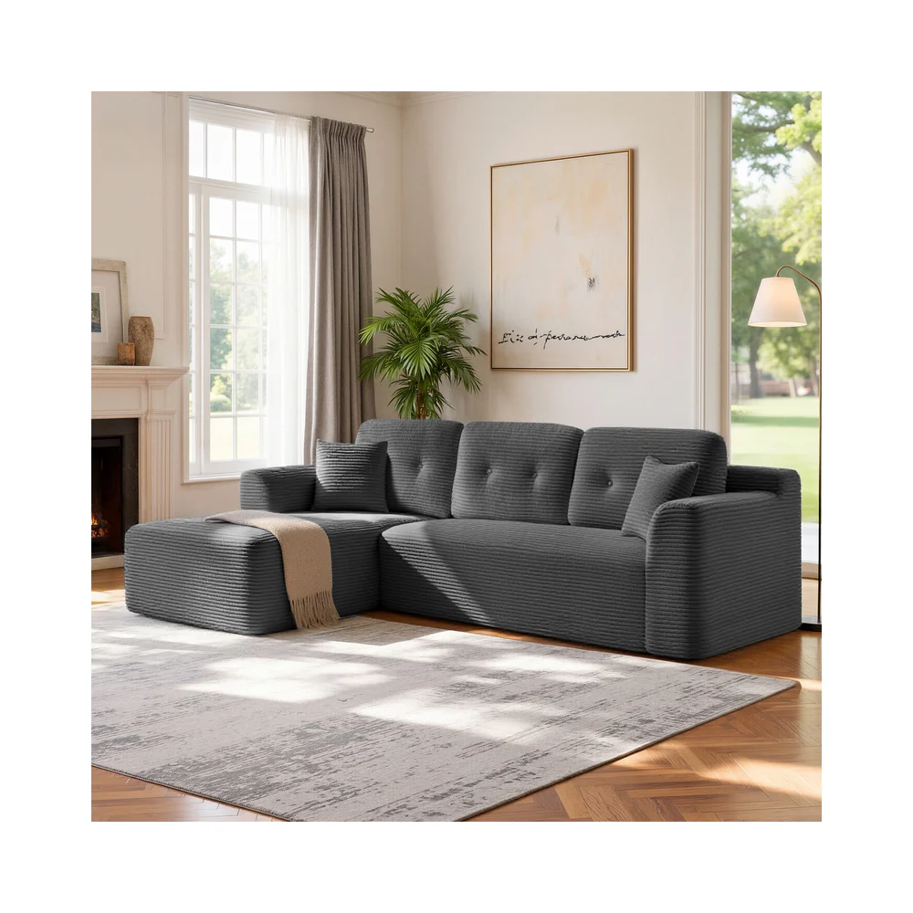 Divano angolare modulare con ampia chaise longue sinistra