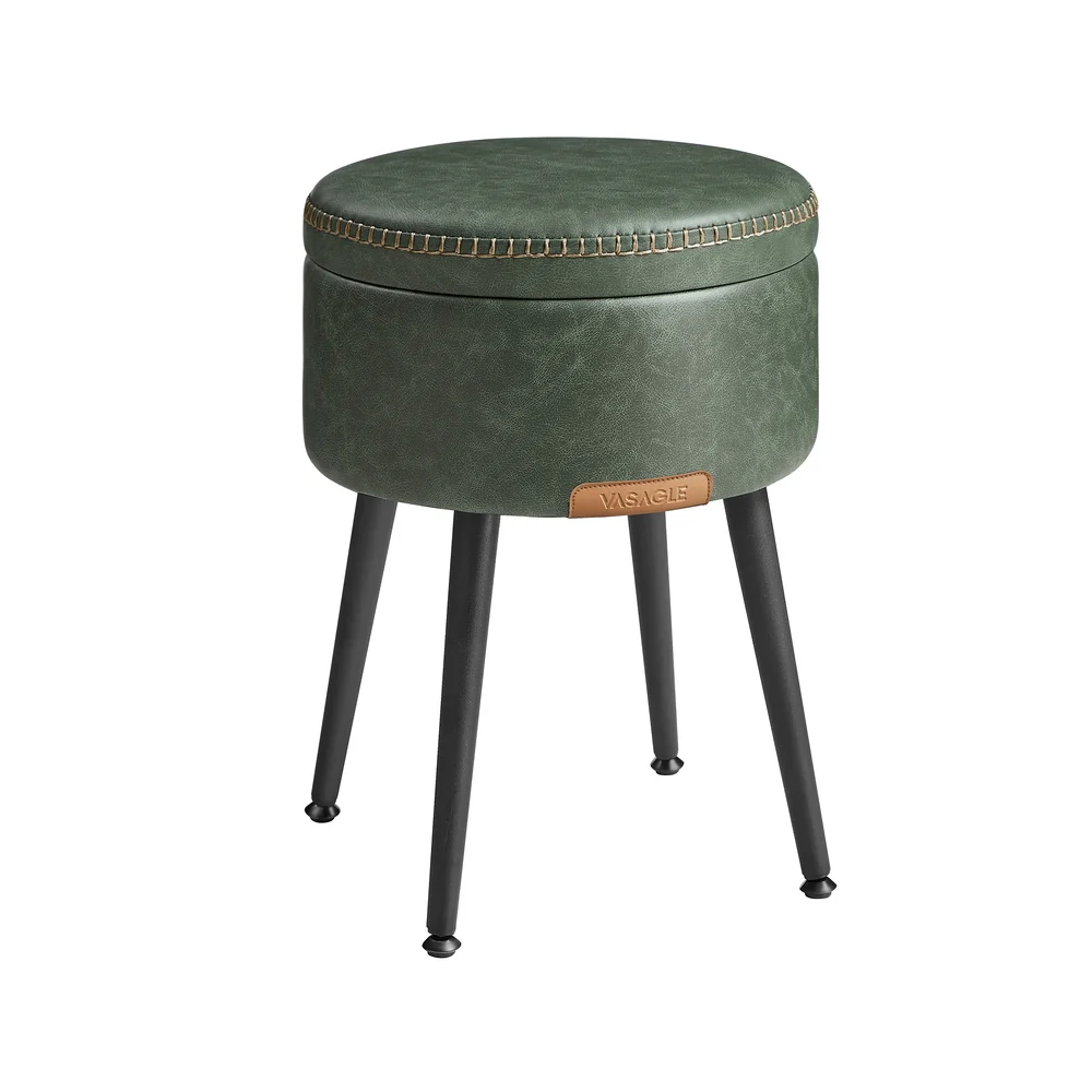 EKHO Sgabello Pouf Rivestimento in PU Nero