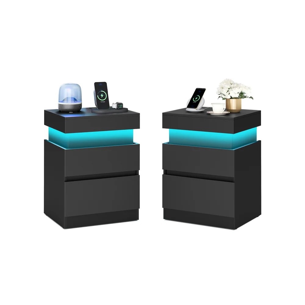 KAILYN Collezione - Comodino moderno con prese integrate e luce LED - Image 2