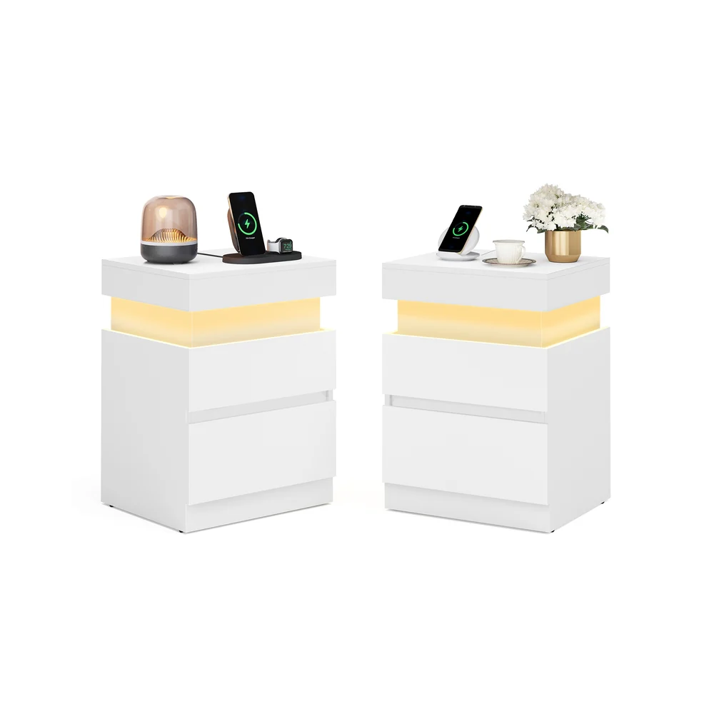 KAILYN Collezione - Comodino moderno con prese integrate e luce LED - Image 3