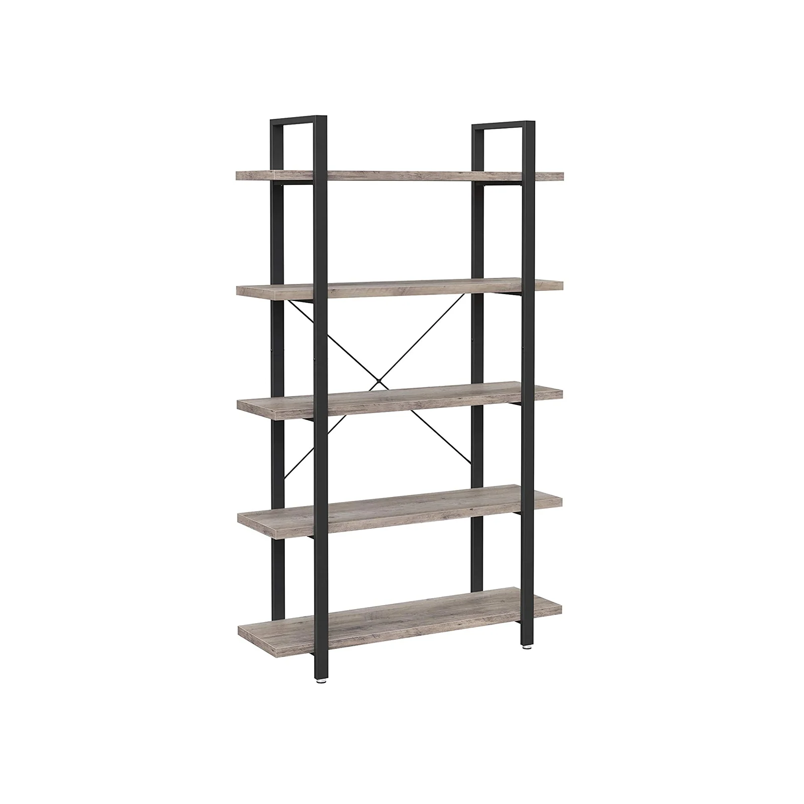 Libreria a 5 Ripiani Greige e Nero