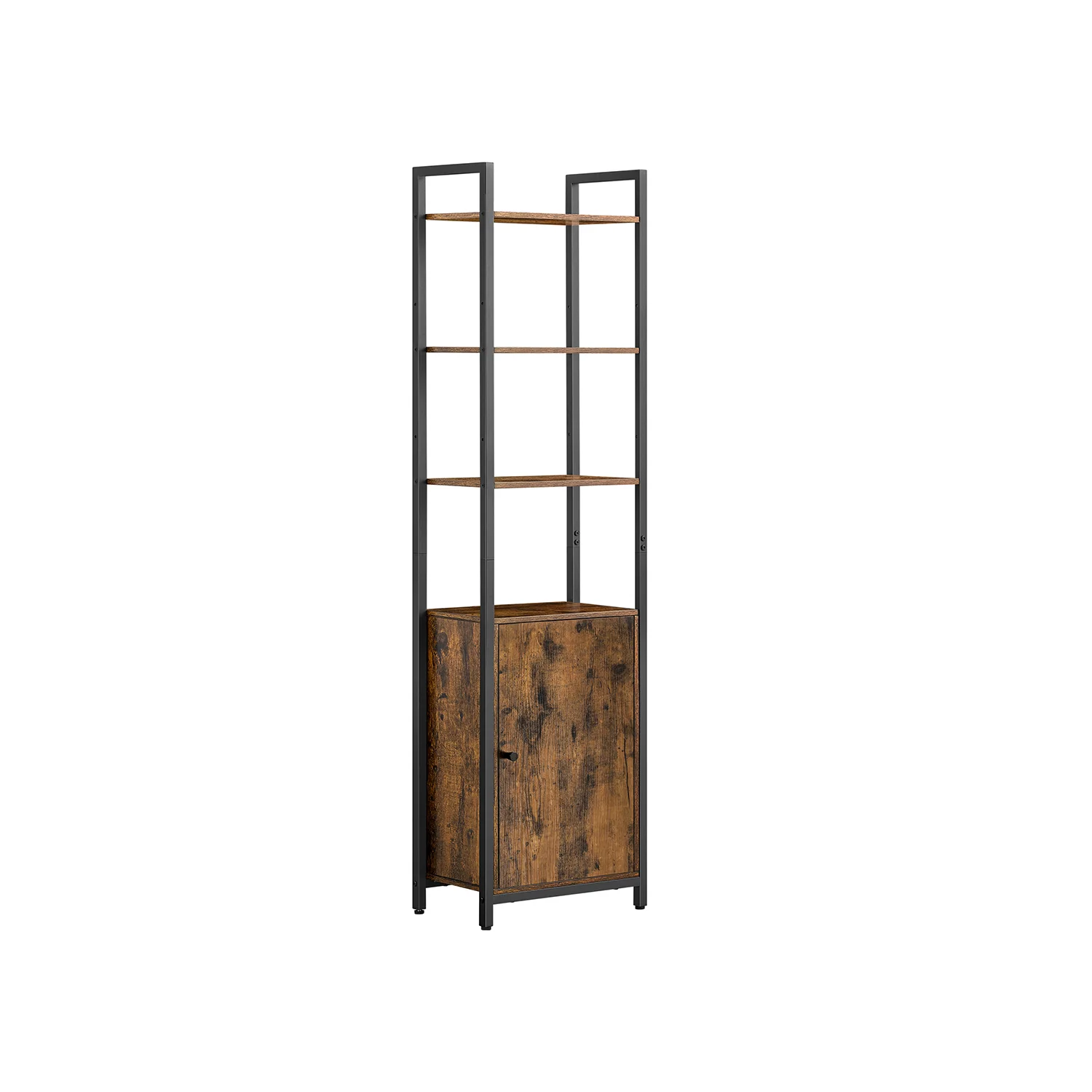 Libreria Scaffale Verticale con Anta Struttura in Metallo Ripiani Regolabili - Image 3
