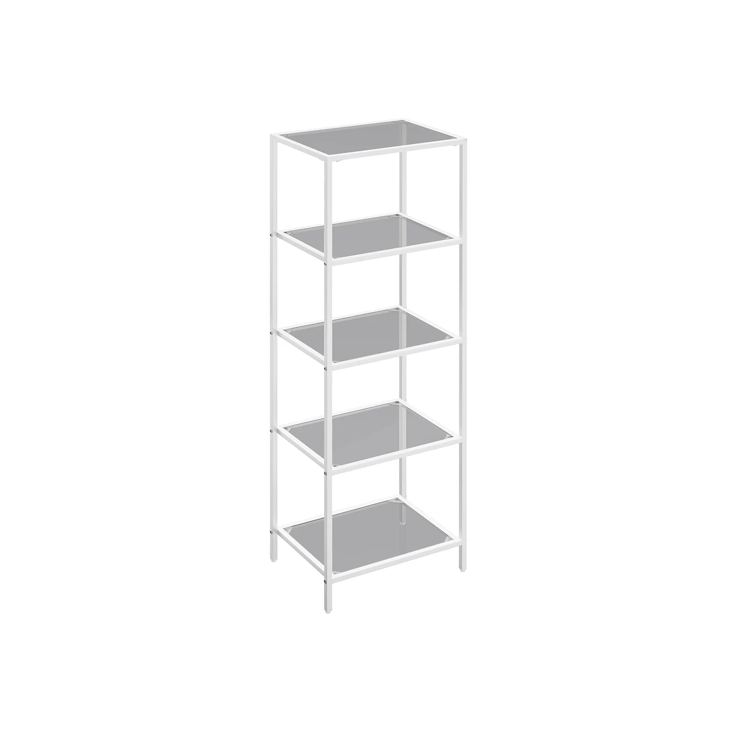 Scaffale in Vetro a 4 Ripiani Bianco e Grigio - Image 2