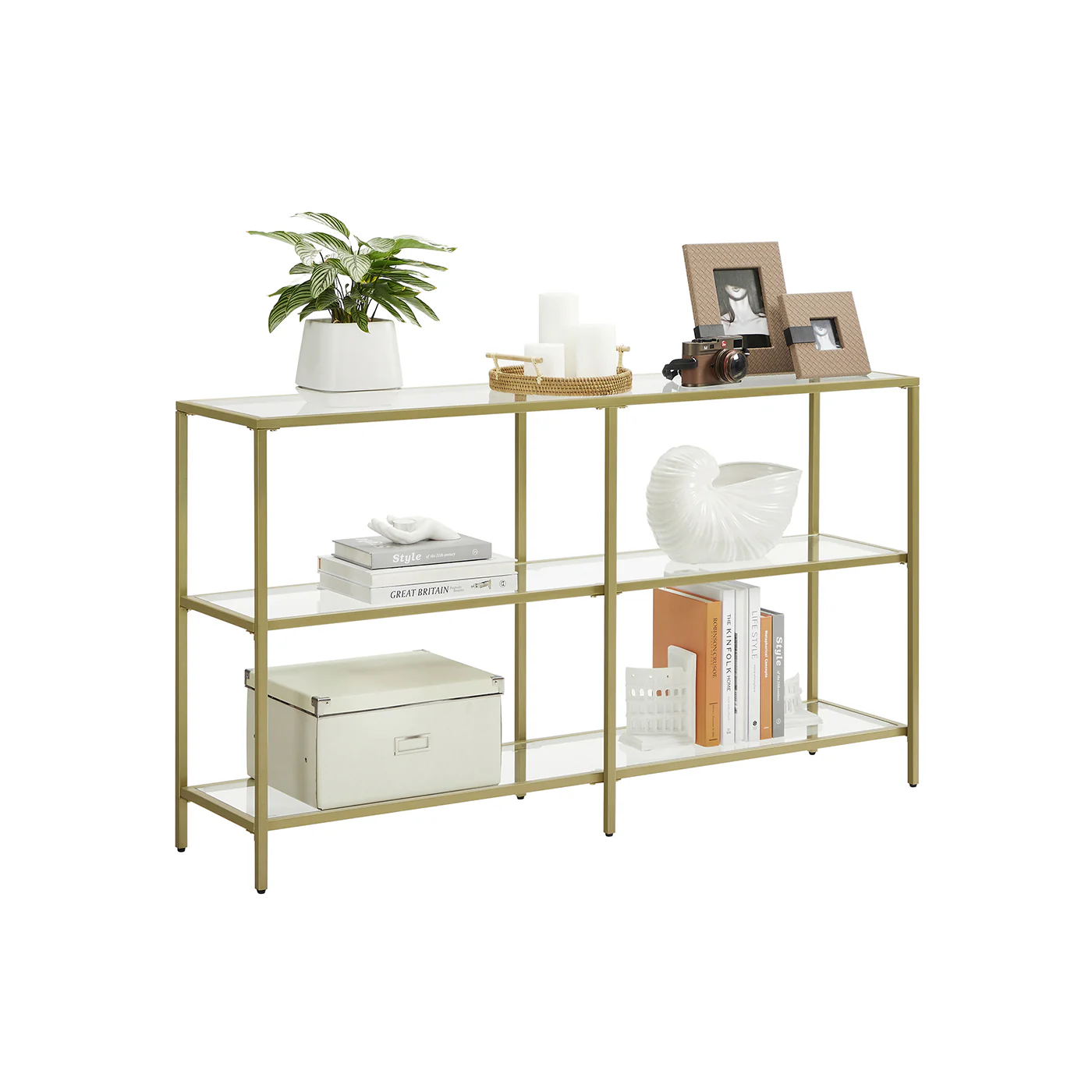 Tavolo Console Moderno in Vetro a 3 Livelli